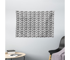 Monochrome Vintage Blossoms Wide Tapestry