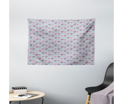 Romance Love Motifs Dots Wide Tapestry