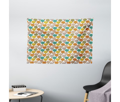 Leaves and Forest Flora Motif Wide Tapestry