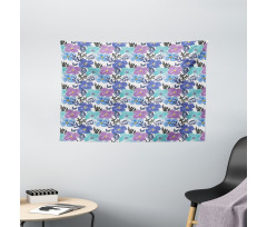 Soft Spring Flower Grid Art Wide Tapestry