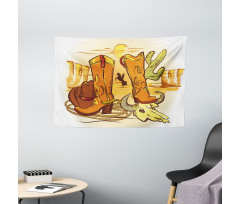 Old Wild Cowboys Rope Wide Tapestry