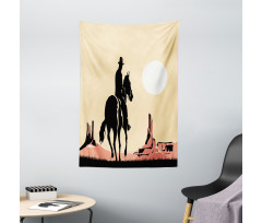 Cowboy Horse Sunset Tapestry