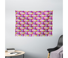 Colorful Hip Circles Swirls Wide Tapestry