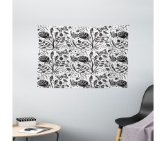 Monochromatic Butterfly Rose Wide Tapestry