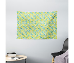 Rhythmic Vivid Leaves Art Wide Tapestry