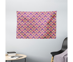 Retro Triangles Motifs Wide Tapestry