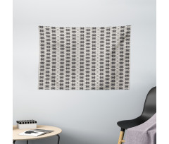 Checkered Striped Motif Wide Tapestry