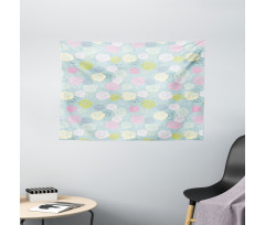 Pastel Colored Rose Flowers Wide Tapestry