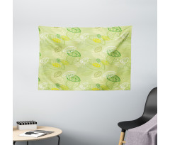 Repeated Leaf Design Art Wide Tapestry