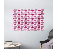 Flower Sketches over Dots Wide Tapestry