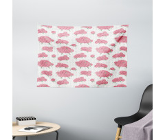 Peonies with Dots on Back Wide Tapestry