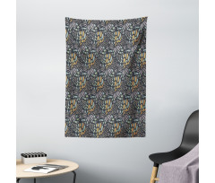 Dots and Flourish Shapes Tapestry