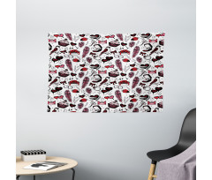 Gift Cupcakes Keys Birds Wide Tapestry