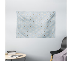 Soft Flora on Polka Dots Wide Tapestry