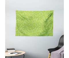 Simplistic Outline Flowers Wide Tapestry