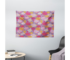 Blooming Flowers and Hearts Wide Tapestry