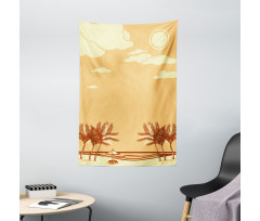 Retro Seaside Palm Trees Tapestry