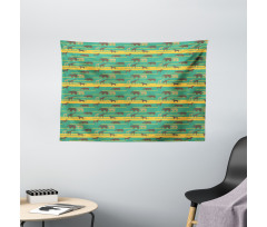 Elephants Hippos Horses Wide Tapestry