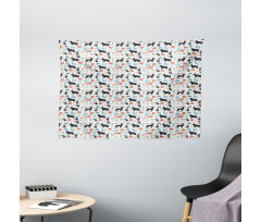 Fox Rabbit Bear Owl Wide Tapestry