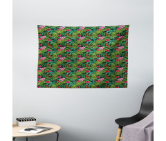 Hibiscus Plumeria Monstera Wide Tapestry