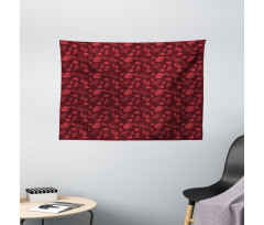 Warm Polka Dotted Flowers Wide Tapestry