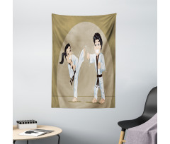 Children Karate Cartoon Art Tapestry