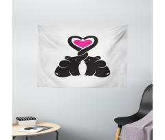 Heart with Animals Trunks Wide Tapestry