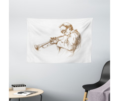 Sketchy Solo Jazz Band Wide Tapestry