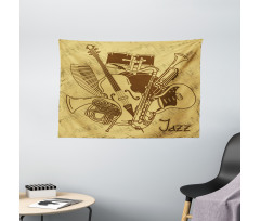 Jazz Music Equipments Wide Tapestry