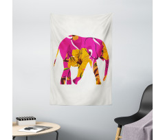 Elephant in Tropic Flowers Tapestry