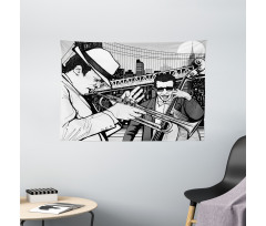 Jazz Band in New York Wide Tapestry