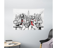 Beats in New York Night Wide Tapestry