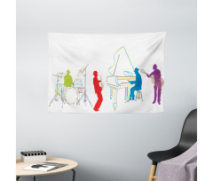 Retro Jazz Band Music Wide Tapestry
