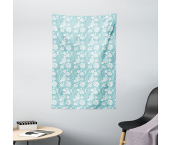 Pastel Style Swirling Roses Tapestry