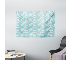 Pastel Style Swirling Roses Wide Tapestry