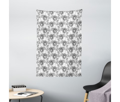 Outline Flowers Art Tapestry