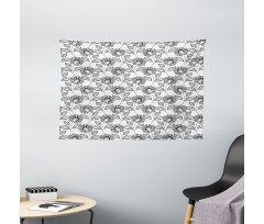 Outline Flowers Art Wide Tapestry