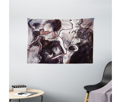 Jazz Musician Saxophone Wide Tapestry