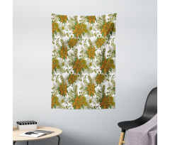 Nostalgic Flower Pine Cones Tapestry