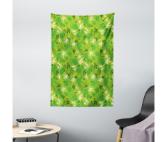 Jungle Scene Monstera Leaves Tapestry