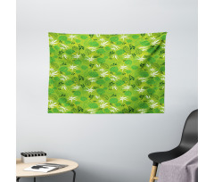 Jungle Scene Monstera Leaves Wide Tapestry