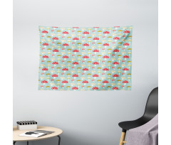 Cartoon Style Polka Dotted Wide Tapestry