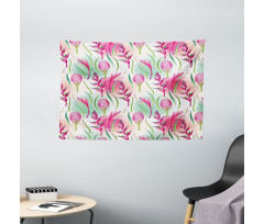 Tropic Flowers Paint Blots Wide Tapestry