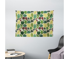 Various Detailed Leaves Wide Tapestry