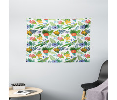 Layout of Colorful Flowers Wide Tapestry