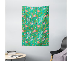 Caribbean Botany Flamingos Tapestry