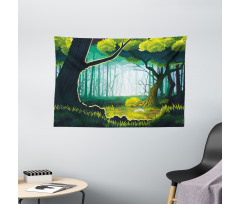 Forest View Outdoor Scene Wide Tapestry