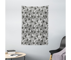 Palm Tree Leaves Sketch Art Tapestry