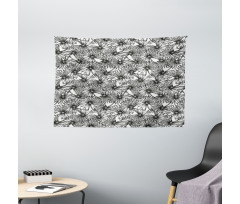 Palm Tree Leaves Sketch Art Wide Tapestry