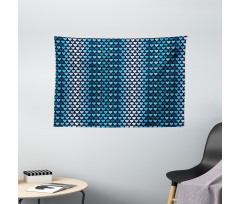 Blue Toned Heart Shapes Wide Tapestry